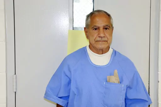 FILE - In this image provided by the California Department of Corrections and Rehabilitation, Sirhan Sirhan arrives for a parole hearing on Aug. 27, 2021, in San Diego, Calif. Gov. Gavin Newsom has until sometime in January 2022 to allow or block the parole recommendation for Sirhan, who killed Robert F. Kennedy assassin. (California Department of Corrections and Rehabilitation via AP, File)