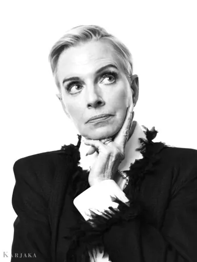 This photo provided by Karjaka Studios shows Ellen Foley. Foley, who collaborated with Meat Loaf on the hit single "Paradise By the Dashboard Light" from his 1977 hit album "Bat Out of Hell," is paying tribute to their "beautiful, feisty, joyful friendship."  Meat Loaf died Thursday, Jan. 20, 2022 at age 74.  (Aleksandr Karjaka/Karjaka Studios via AP)