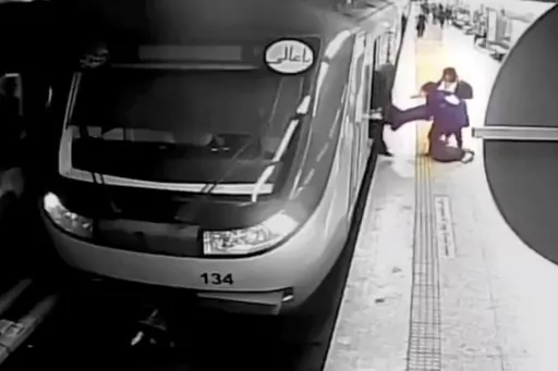 In this image from surveillance video aired by Iranian state television, women pull 16-year-old Armita Geravand from a train car on the Tehran Metro in Tehran, Iran, Sunday, Oct. 1, 2023. The Iranian teenage girl injured weeks ago in a mysterious incident on Tehran's Metro while not wearing a head scarf has died, Iranian state media reported Saturday, Oct. 28.(AP Photo/Iranian state television, File)