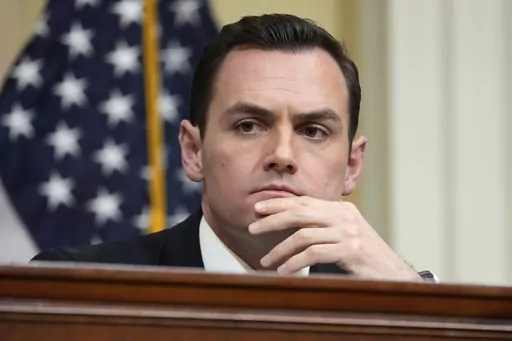 Chairman Rep. Mike Gallagher, R-Wis., listens during a hearing of a special House committee dedicated to countering China, on Capitol Hill, Tuesday, Feb. 28, 2023, in Washington. Gallagher, chairman of the House Select Committee on China said Saturday, April 8, that the U.S. must take seriously the threat posed to Taiwan, as Beijing launched military drills around the island in the aftermath of the Taiwanese president's meetings with American lawmakers. (AP Photo/Alex Brandon, File)