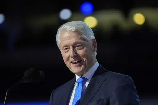 Former President Bill Clinton speaks during the Democratic National Convention, Aug. 21, 2024, in Chicago. (AP Photo/Paul Sancya, File)