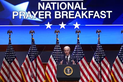 President Joe Biden speaks at the National Prayer Breakfast, Feb. 3, 2022, on Capitol Hill in Washington. (AP Photo/Patrick Semansky, File)
