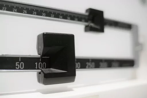 A beam scale is seen in New York on Tuesday, April 3, 2018. A study of young kids in the Women, Infants and Children program adds to evidence that severe obesity is becoming more common in young U.S. children. The update was published Monday, Dec. 18, 2023, in the journal Pediatrics. (AP Photo/Patrick Sison, File)