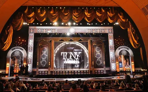 A view of the stage appears before the start of the 75th annual Tony Awards on Sunday, June 12, 2022, at Radio City Music Hall in New York. (Photo by Charles Sykes/Invision/AP, File)