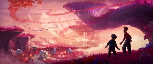 This image released by Disney shows a scene from the animated film "Strange World." (Disney via AP)