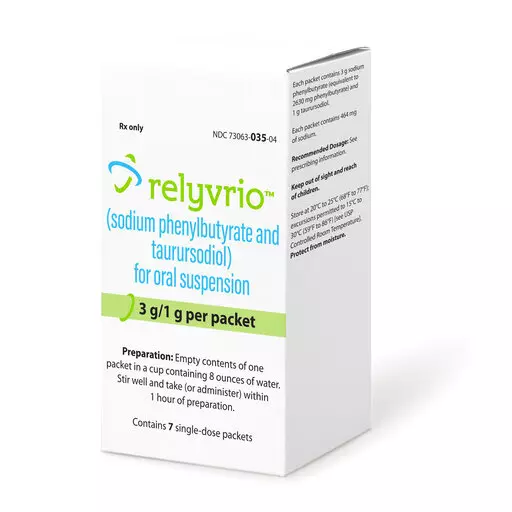 This image provided by Amylyx Pharmaceuticals shows the drug Relyvrio. The much-debated drug for Lou Gehrig’s disease won approval by the U.S. Food and Drug Administration on Thursday, Sept. 29, 2022, a long-sought victory for patients that is likely to renew questions about the scientific rigor behind government reviews of experimental medicines. (Amylyx Pharmaceuticals via AP)