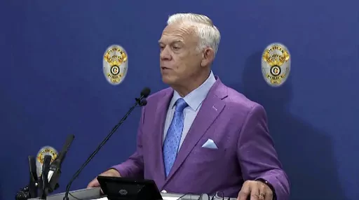 In this image taken from video provided by ABC 33/40, Hoover, Ala., Police Department Chief Nick Derzis speaks at a news conference, Wednesday, July 19, 2023, in Hoover. Authorities in Alabama said Monday, July 24, that a woman has confessed to fabricating a story that she was kidnapped after stopping to check on a toddler she saw walking on the side of the interstate. Derzis said Carlee Russell's attorney, Emory Anthony, provided a statement on Monday saying there was no kidnapping. (ABC 33/40 