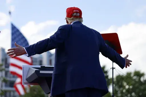 Republican presidential candidate former President Donald Trump speaks at a campaign event Tuesday, June 18, 2024, in Racine, Wis. (AP Photo/Jeffrey Phelps)