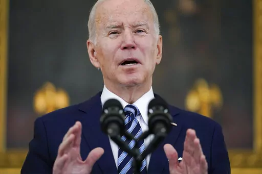 President Joe Biden speaks about the January jobs report at the White House in Washington, Friday, Feb. 4, 2022. (AP Photo/Carolyn Kaster)