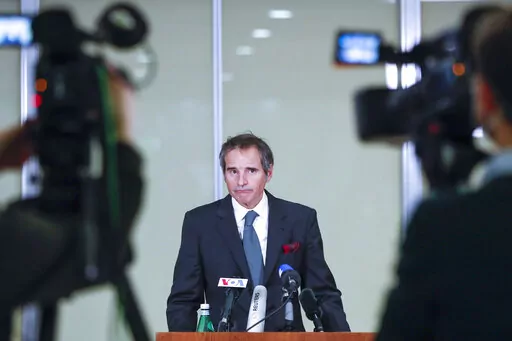 International Atomic Energy Agency Director-General Rafael Mariano Grossi gives a news conference at the Vienna Airport upon returning from Tehran, Iran, in Vienna, Austria, March 5, 2022. Iran has enough highly enriched uranium to build "several" nuclear weapons if it chooses, the United Nations' top nuclear official is now warning. But diplomatic efforts aimed at again limiting its atomic program seem more unlikely than ever before as Tehran arms Russia in its war on Ukraine and as unrest shak