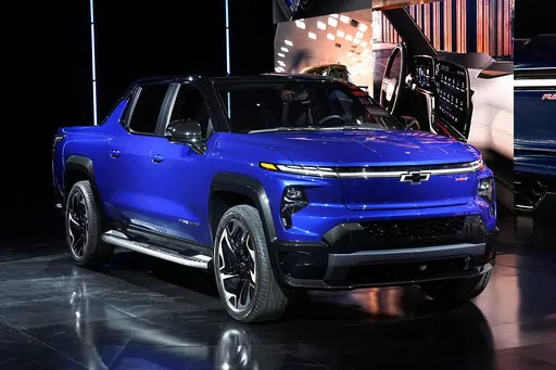 The 2024 Chevrolet Silverado EV RST is shown in Detroit, Wednesday, Jan. 5, 2022.  General Motors expects its portfolio of electric vehicles to turn a profit in North America by 2025. That will come as it boosts battery and assembly plant capacity to build over 1 million EVs per year.  (AP Photo/Paul Sancya, File)