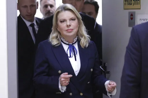 Sara Netanyahu, wife of Israeli Prime Minister Benjamin Netanyahu, attends a hearing at the Magistrate's Court in Rishon LeZion, Israel, on Jan. 23, 2023. Prime Minister Benjamin Netanyahu and his allies on Thursday, March 2, denounced protesters as “anarchists” after they massed outside a Tel Aviv salon where his wife was getting her hair done — a chaotic end to a day of demonstrations against the government's plan to overhaul the judiciary. (Abir Sultan/Pool Photo via AP, File)