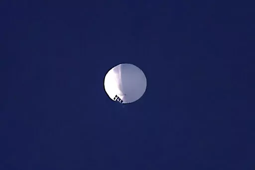 A high altitude balloon floats over Billings, Mont., Feb. 1, 2023. (Larry Mayer/The Billings Gazette via AP, File)