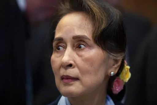 Then Myanmar's leader Aung San Suu Kyi waits to address judges of the International Court of Justice in The Hague, Netherlands, Dec. 11, 2019. On Dec. 30, 2022, the court in army-ruled Myanmar convicted Aung San Suu Kyi on more corruption charges, adding 7 years to her prison term. (AP Photo/Peter Dejong, File)