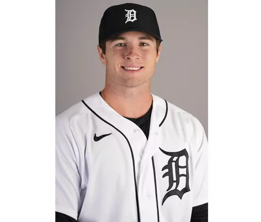 This is a 2023 photo of Colt Keith of the Detroit Tigers baseball team. This image reflects the Tigers active roster as of Friday, Feb. 24, 2023, when this image was taken in Lakeland, Fla. The Tigers made an unusual bet on a player with no major league experience, agreeing Sunday, Jan. 28, 2024 to a six-year contract with 22-year-old Colt Keith that guarantees the infield prospect $28,642,500. (AP Photo/David J. Phillip, file)