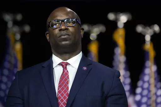 Rep. Jamaal Bowman, D-N.Y., listens to fellow speakers before President Joe Biden speaks during an event at SUNY Westchester Community College, May 10, 2023, in Valhalla, N.Y. The House has voted to censure Bowman for triggering a fire alarm in one of the U.S. Capitol office buildings when the chamber was in session. The New York congressman Thursday, Dec. 7, became the third Democrat in the House to be admonished this year through the process. (AP Photo/John Minchillo, File)