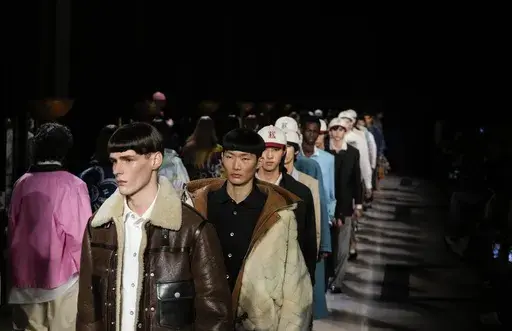Models wear creations for the men's Kenzo Fall-Winter 2025-2026 collection, in Paris, Friday, Jan. 24, 2025. (AP Photo/Michel Euler)