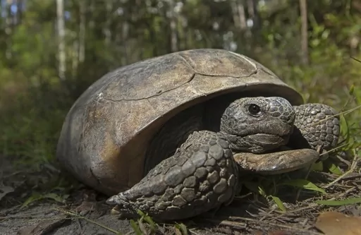This photo provided by the U.S. Fish & Wildlife Service shows a gopher tortoise at San Felasco Hammock Preserve State Park in Gainesville, Fla. The Biden administration and industry groups pledged Thursday, March 23, 2023, to promote logging practices and research intended to protect imperiled species, such as the gopher tortoise, on private forest lands. (U.S. Fish & Wildlife Service via AP, File)