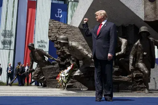 US President Donald Trump arrives to deliver a speech at Krasinski Square at the Royal Castle, July 6, 2017, in Warsaw. (AP Photo/Evan Vucci, File)