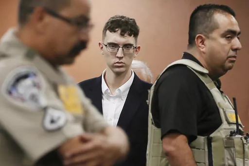 El Paso Walmart shooting suspect Patrick Crusius pleads not guilty during his arraignment, Oct. 10, 2019, in El Paso, Texas. On Monday, Sept. 25, 2023, Crusius, the white gunman who killed 23 people in a racist attack on Hispanic shoppers at a Texas Walmart in 2019, agreed to pay more than $5 million to families of the victims. (Briana Sanchez/The El Paso Times via AP, Pool, File)