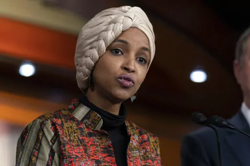 Rep. Ilhan Omar, D-Minn., speaks during a news conference on Capitol Hill in Washington, Jan. 25, 2023, in Washington. (AP Photo/Manuel Balce Ceneta, File)