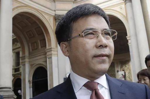 The then-Bank of China chairman, Liu Liange, arrives on the occasion of the Italy-China Financial forum, at Palazzo Marino town hall, in Milan, Italy, on July 10, 2019. The former chairman of the Bank of China has been indicted on bribery charges, prosecutors said Monday, Feb. 19, 2024, adding to a long list of business and government officials who have been brought down by Chinese leader Xi Jinping's yearslong anticorruption drive. (AP Photo/Luca Bruno, File)