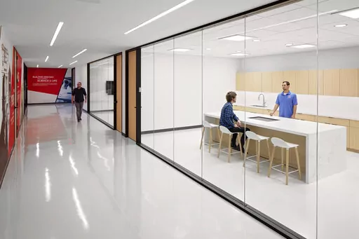 This undated photo provided by Ajinomoto Health & Nutrition shows the conference and work space at Ajinomoto Health & Nutrition in Itasca, Ill.  Francine Yoon, a 24-year-old food scientist at Ajinomoto Health and Nutrition NA  has been working mostly in person since the pandemic, including at her current job that she started last fall. But moving in last year with her older parents, both in their early 60s, has led to some heightened level of anxiety because she's worried about passing on the vi