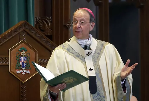 Baltimore Archbishop William Lori leads a funeral Mass in Baltimore on March 28, 2017. The Catholic Archdiocese of Baltimore announced Friday, Sept. 29, 2023, it filed for Chapter 11 reorganization days before a new state law goes into effect removing the statute of limitations on child sex abuse claims and allowing victims to sue their abusers decades after the fact. (AP Photo/Patrick Semansky, File)